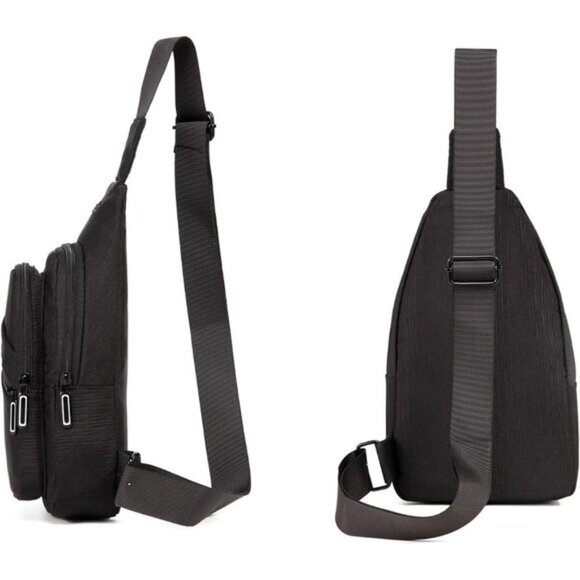 New Black / White Small Sling Backpack Chest Daypack Crossbody Bag main image 7